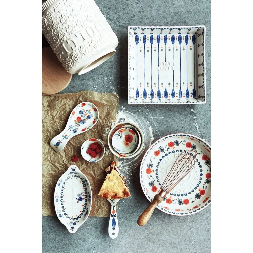 Anthropologie Handpainted Lucerne Cake Server